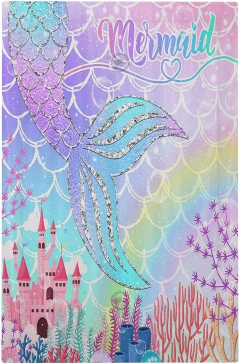 Sghxwp Silvery Glitter Cute Mermaid Tail Fantasy Castle 1 Gang Light Switch Covers No Device Wall Plate Decorative Blank Switchplate Electrical Faceplate for Kidroom Nursery Girlroom Bedroom Decor - Image 1